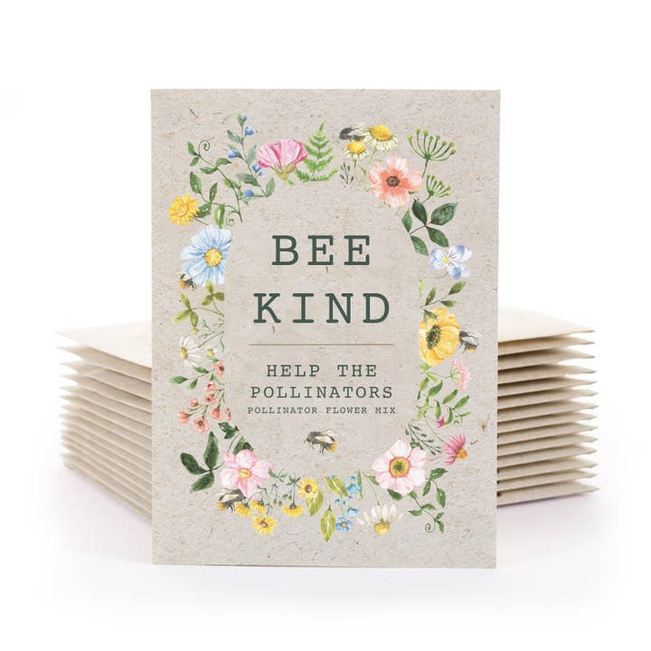 Bentley Seed Co. - Wholesale Plant Seeds - Bee Kind Help Pollinators Kraft Bee - Flower Mix Seed Packets6
