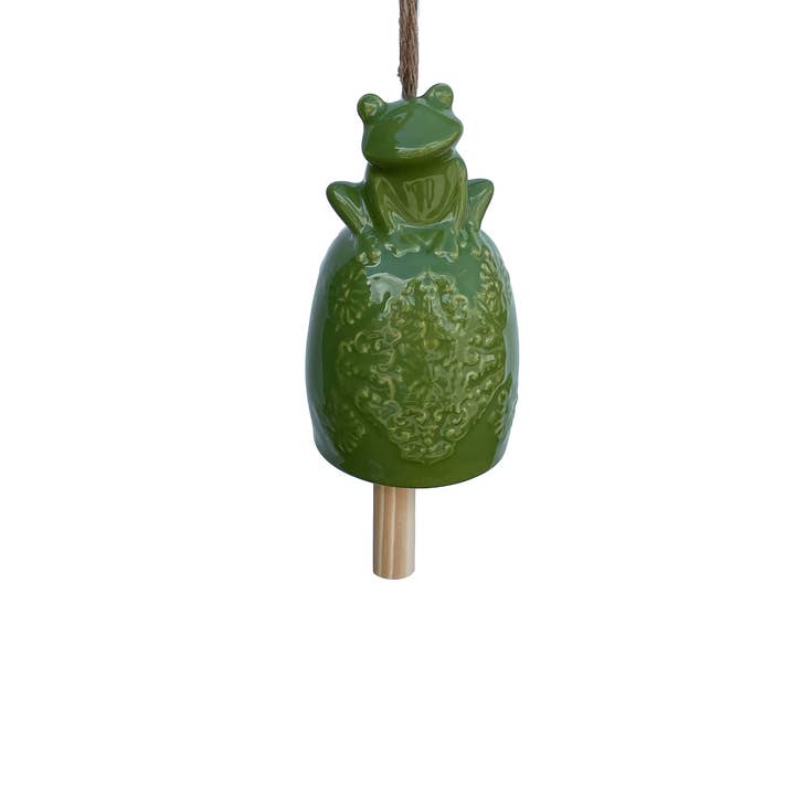 Esschert Design USA - Wholesale Wind Chime - Perching Frog Wind Chime, 3 Asst. Colors