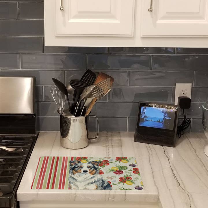 Blue Merle Border Collie Vegetables Cutting Board WDK8122 for wholesale by Caroline's Treasures