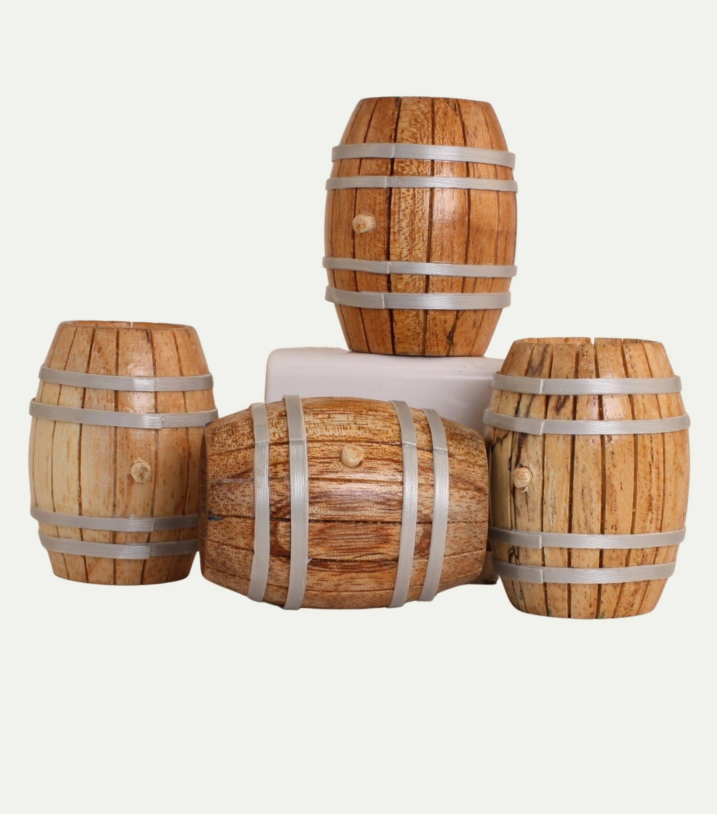 Meyer Imports - Wholesale Decorative Tabletop Object - Barrel - Vintage Wooden Whiskey - Set of 4 - 101-06022