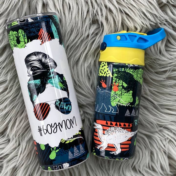 Mini & Me Boy Mom Dinosaurs Tumbler Set for wholesale by Antisocial Designs