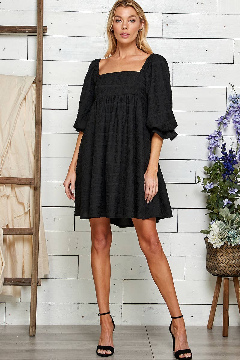 Sweet Lemon – wholesale Dress – Women's – EMBOSSED SQUARE NECK BABYDOLL DRESS17