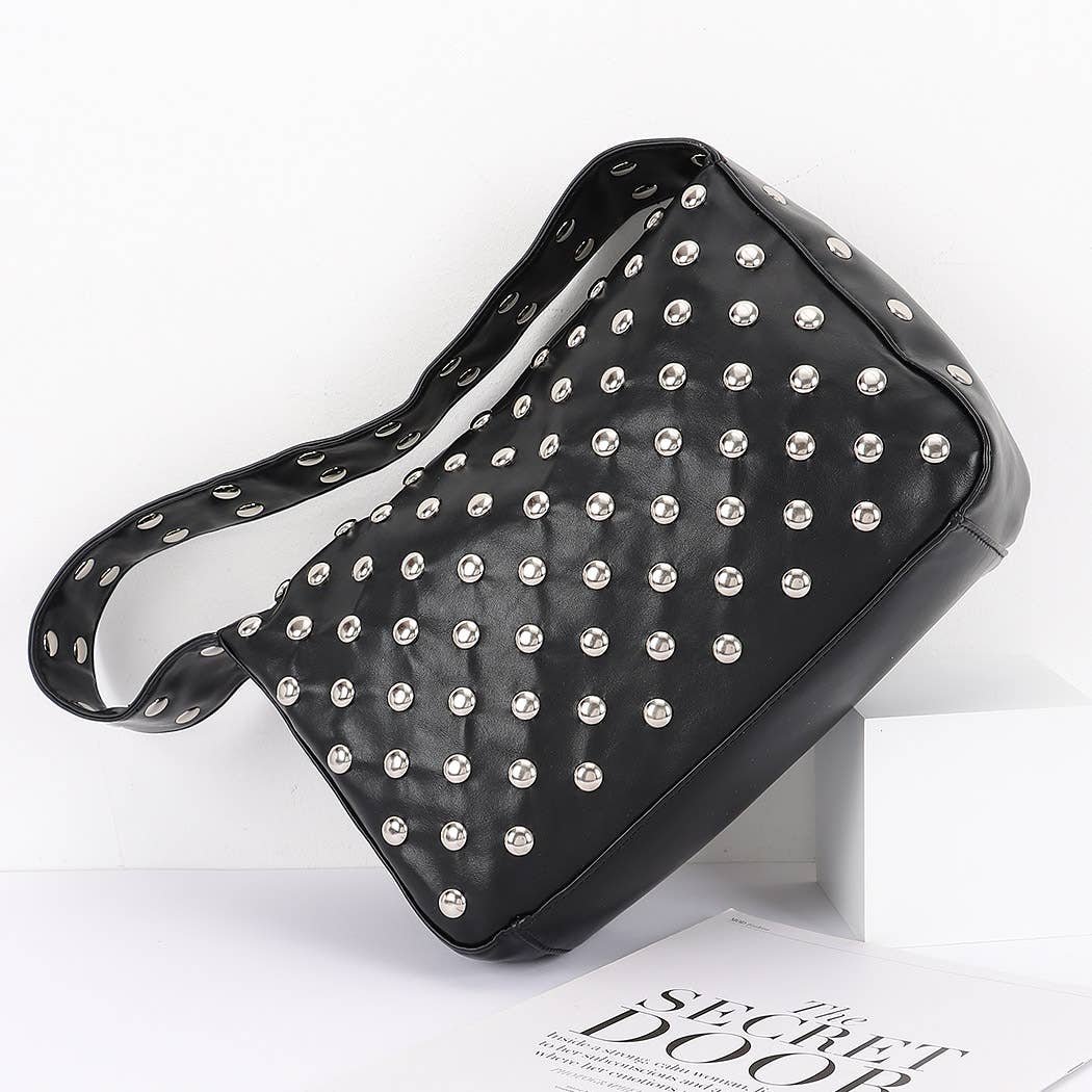 3AM BY H&D ACCESSORIES - Wholesale Shoulder Bag - Women's - Faux Leather Metal Studded Hobo Bag3