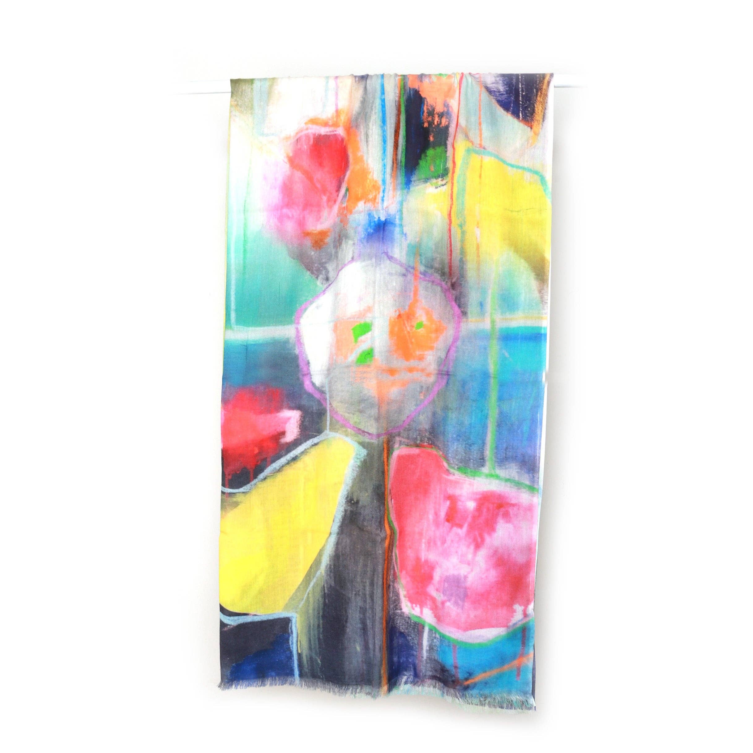 Namaskar Australia - Wholesale Scarf - Women's - Abstract Expressionist Art Scarf –  Fine Merino Wool Designer Wrap | Multicolor Modern Artistic Print2