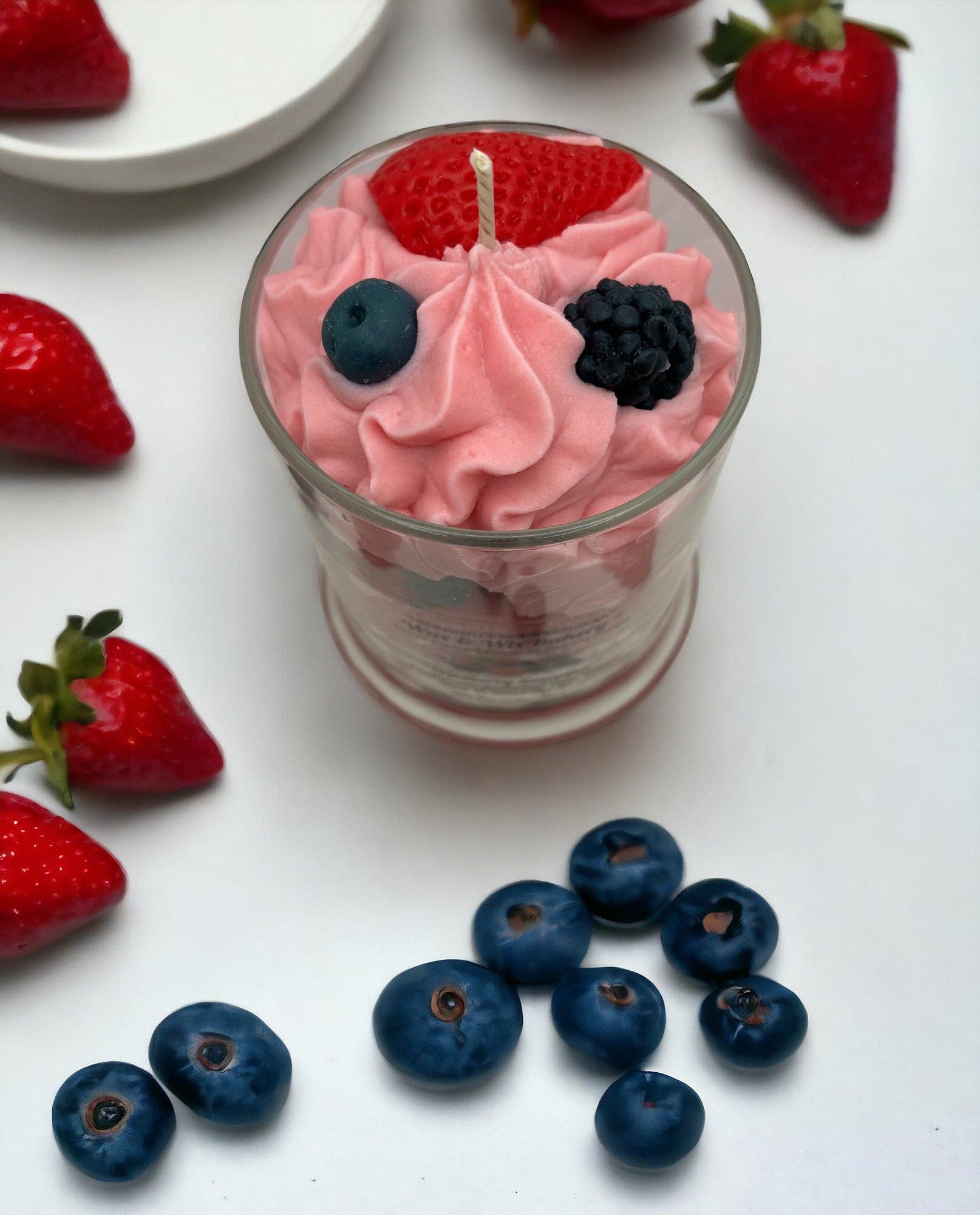 Wax and Wix Bakery® - Wholesale Jar/Filled Candle - Wildberry Smoothie Candle. 13 oz. Large Dessert Candle3