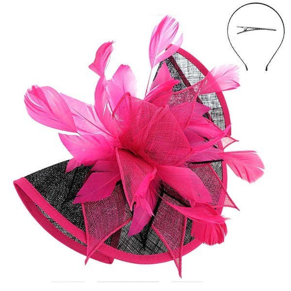 anbfashion - Vente Chapeau bibi – femme - Bandeau et pince fascinateur bicolores pliés4