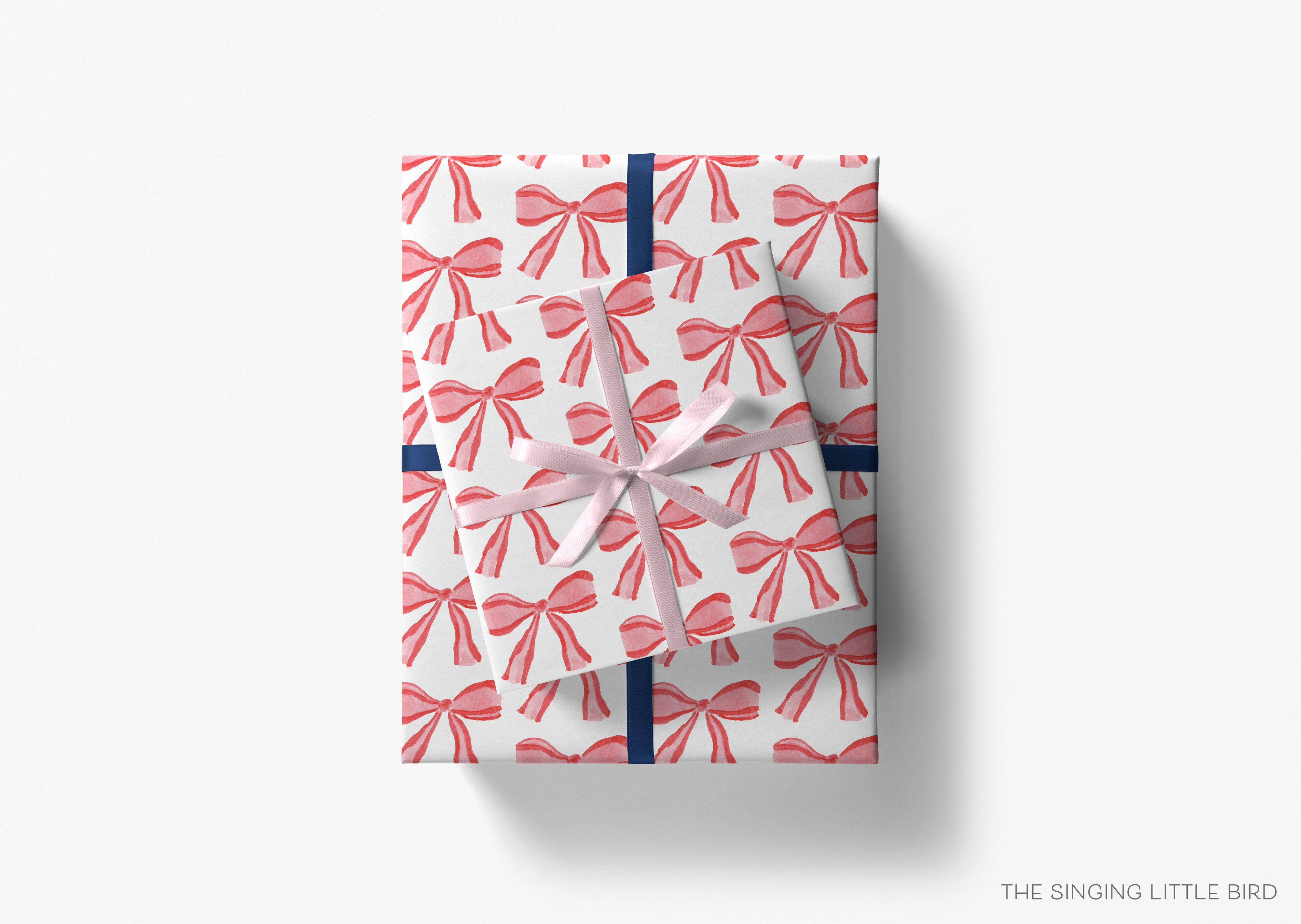 Liesel Anne Studios – wholesale Wrapping paper roll – Red Bows Holiday Gift Wrap [Rolls of 3 Sheets]2