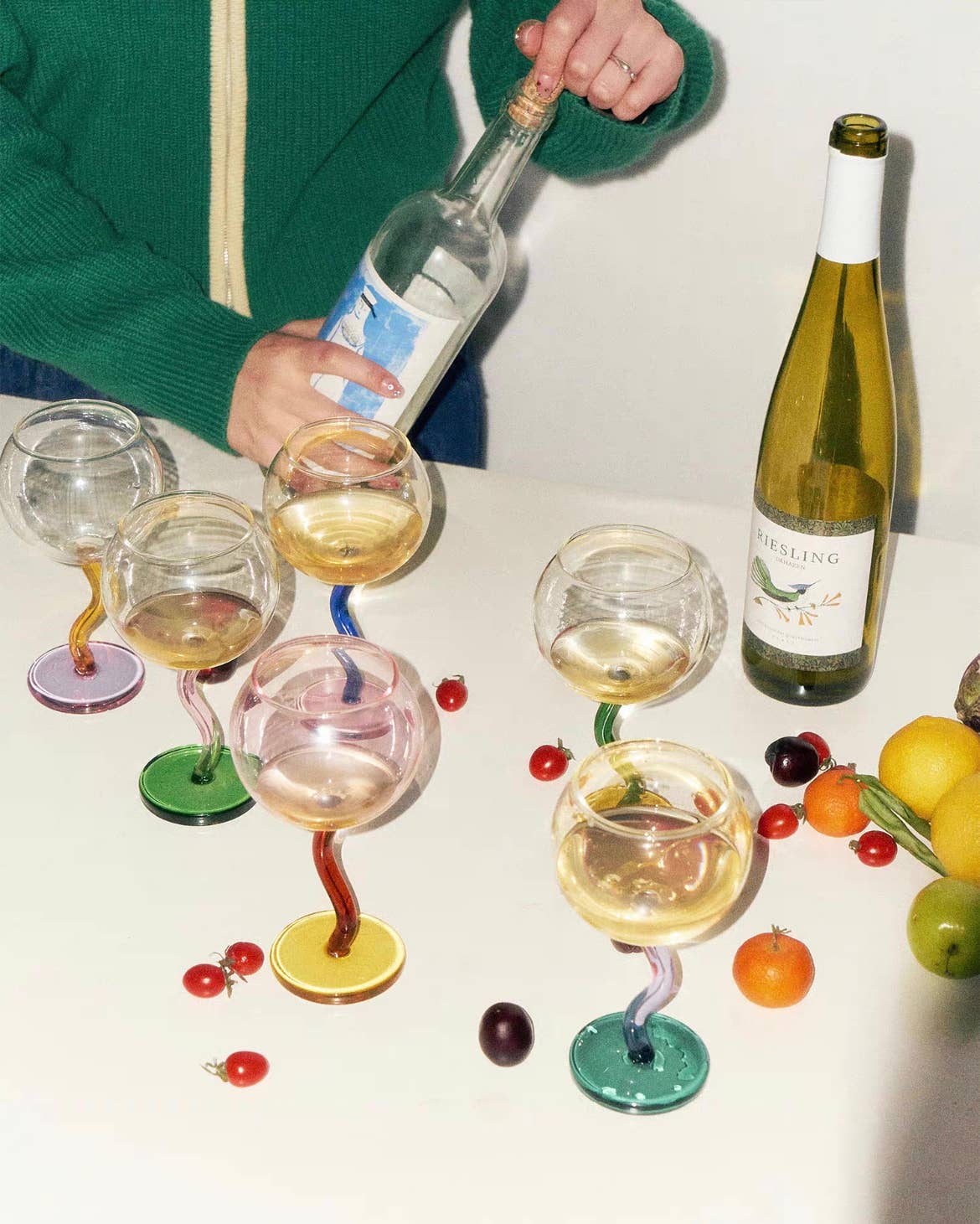 INSPECIAL HOME - Wholesale Wine Glass - Case of 40 Bubble Goblet, Retro Coloured Wine Cocktail Glass2