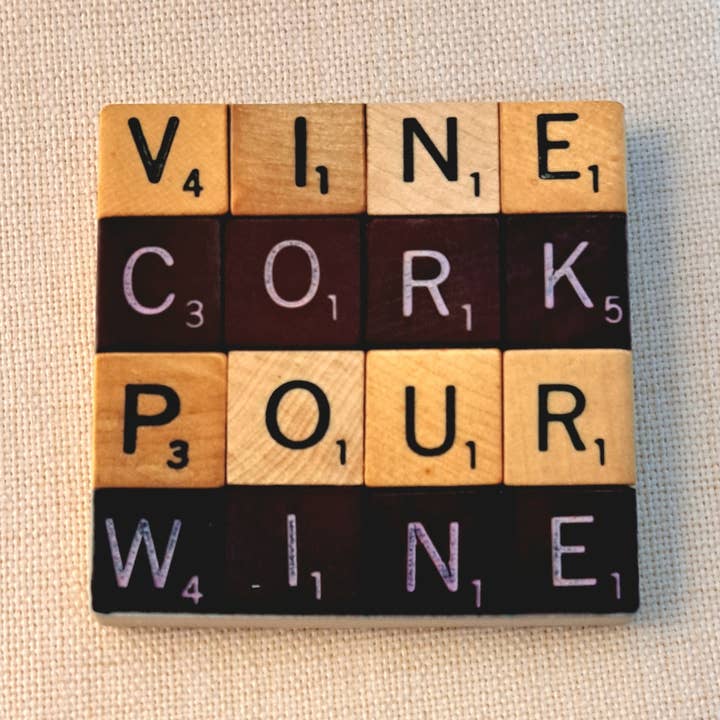 Coaster Wine Scrabble Tiles for wholesale by Hello Lucy