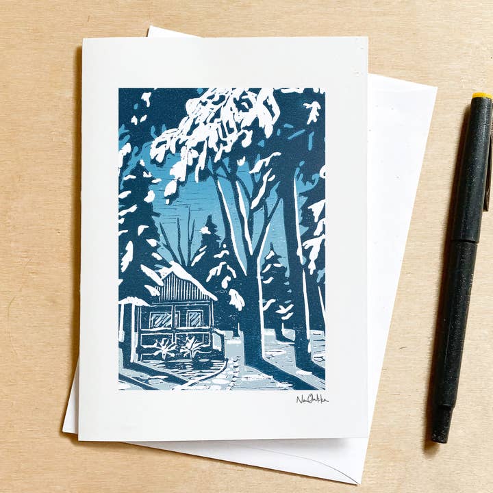 Nan Onkka Prints - Wholesale Everyday Greeting Card - Winter Cabin Greeting Card