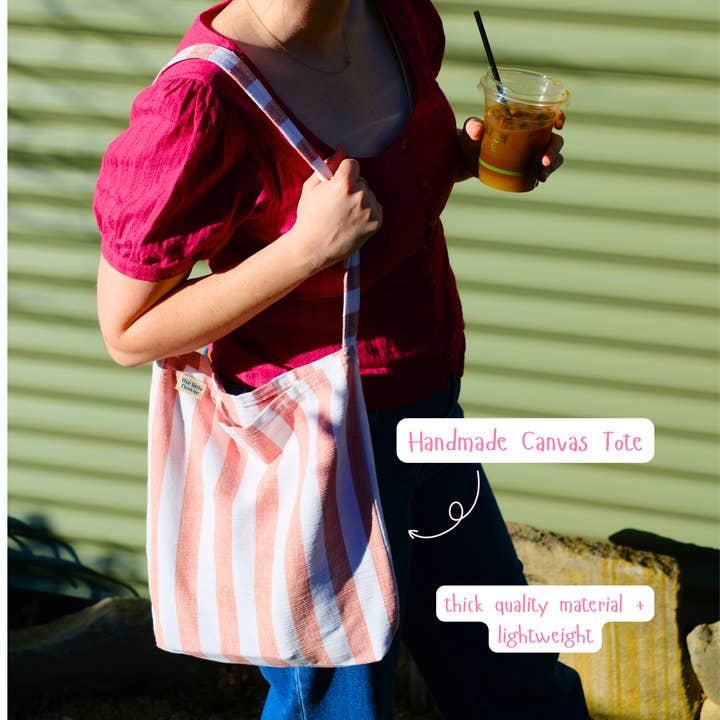 The Little Flower Handmade - Wholesale Tote bag – Women's - Candy Cane Tote + Bow Huggie Set2