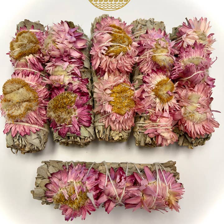 Faiza Naturals - Wholesale Sage Bundle - Pink Sunflower with White Sage Bundles1
