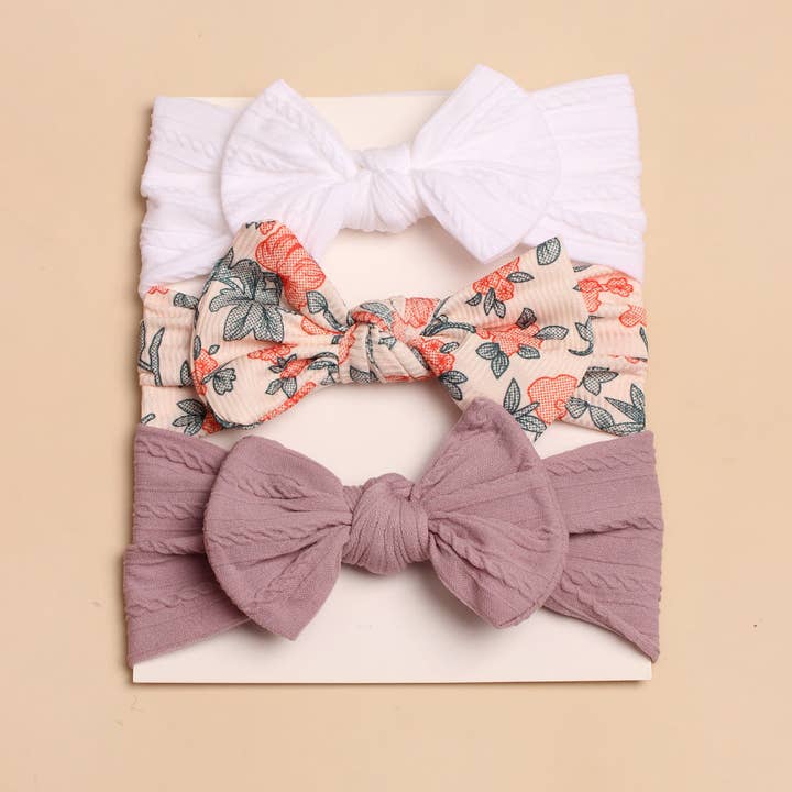 pinkblu02 – wholesale Hårrosett - Baby – 3 st Baby Hårband Hårrosett Tillbehör Set
