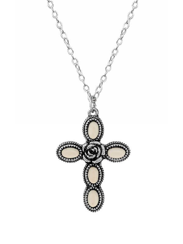 ( S207 ) WESTERN THEME ROSE CROSS NECKLACE for wholesale by Jewelry Max