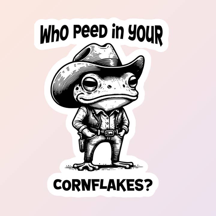Autocollants de grenouille cowboy amusants, autocollants de mèmes déjantés pour la vente par Sorry Not Sorry Co
