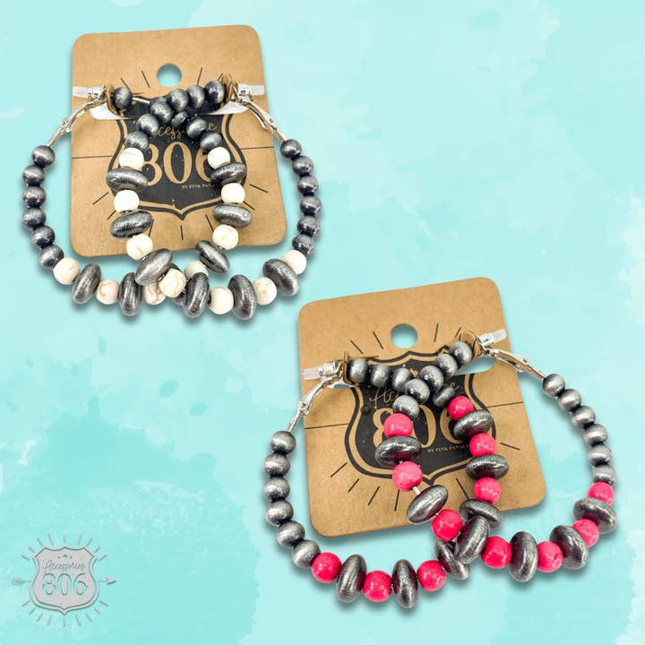 Silver- och stenpärlörhänge, sista chansen för wholesale av Pink Panache Brands