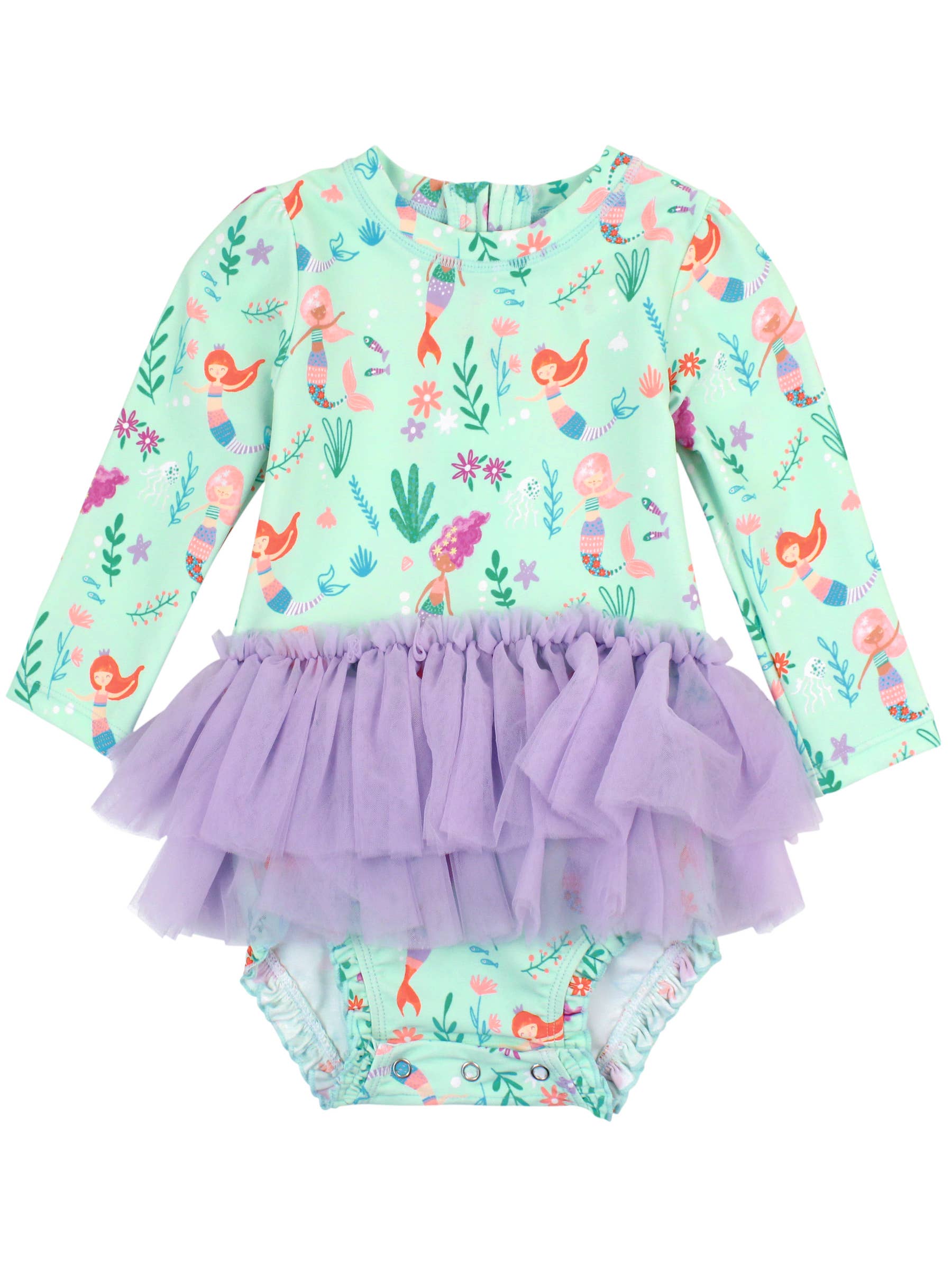 Viola Costume da bagno intero con protezione solare e gonna in tulle per bambine, principessa sirena. in vendita all'ingrosso su Faire0