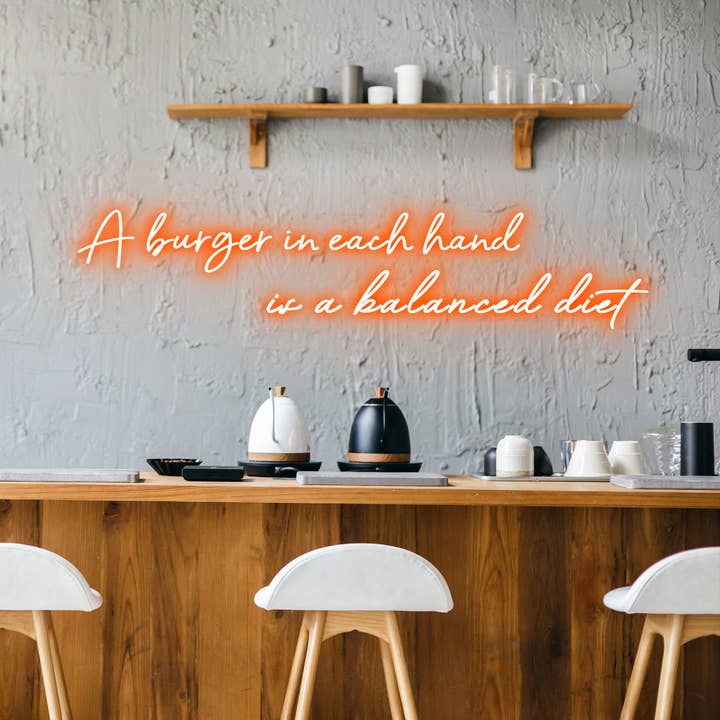 NexGenow - Wholesale Neon sign - Burger Balanced Diet - Neon Sign - Burger Neon3
