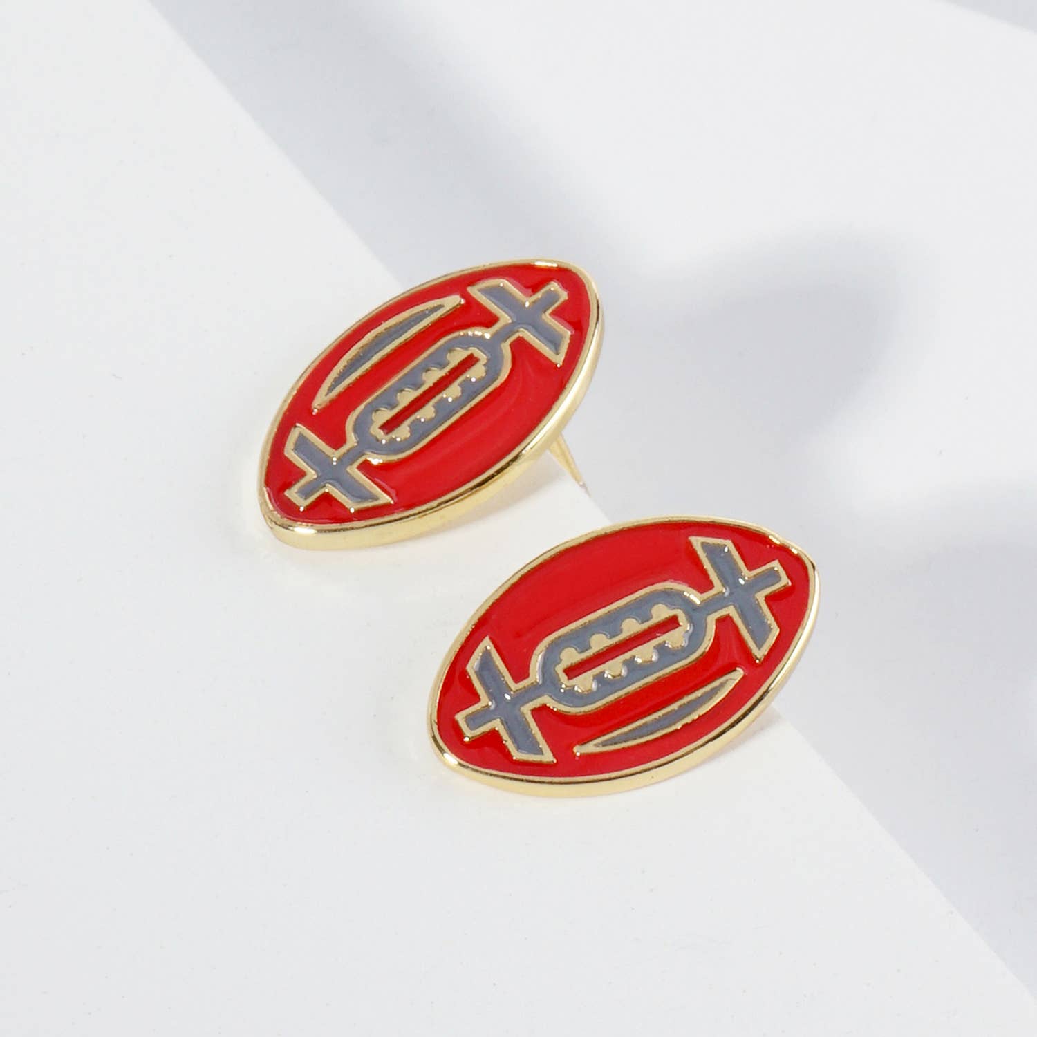 Lou & Co - Wholesale Stud/Post Earrings - Enamel Football Stud Earrings29