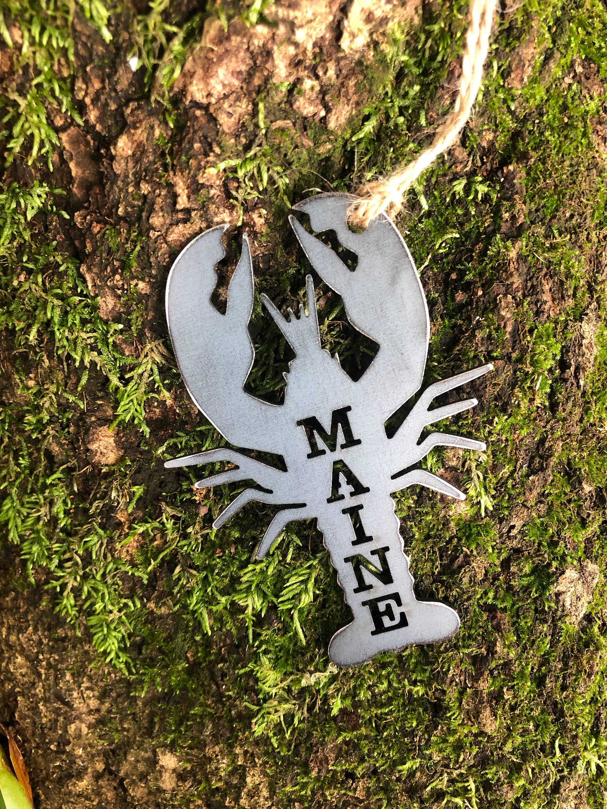 BE Creations & Designs, Inc. - Wholesale Ornament - MAINE Lobster Rustic Recycled Raw Steel Christmas Ornament0