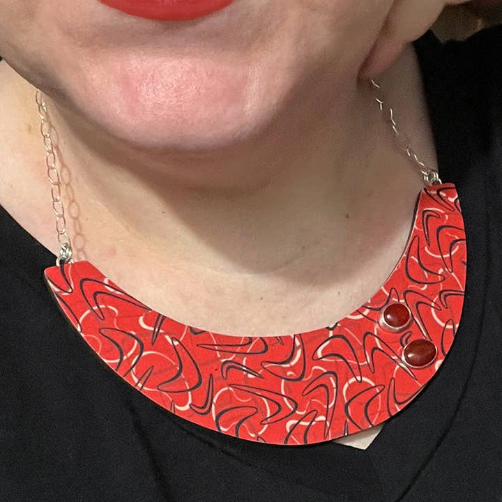 Audacious Studio - Wholesale Bib Necklace - Red Boomerang Bib Necklace3
