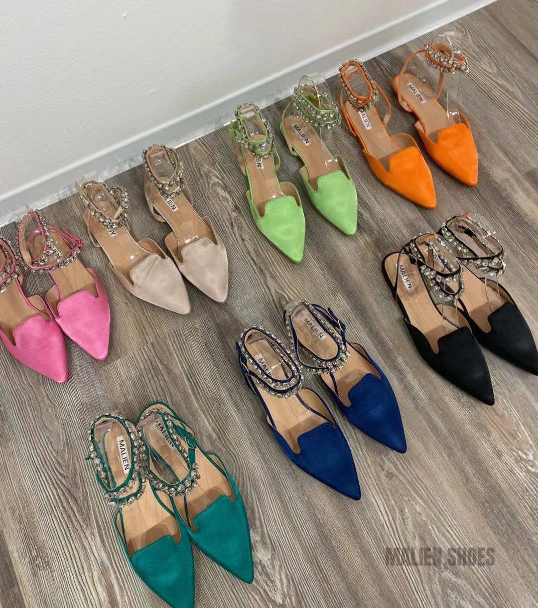 Vera Shop - Vente Ballerines – femme - Ballerines pointues avec bracelet de cheville orné de bijoux4