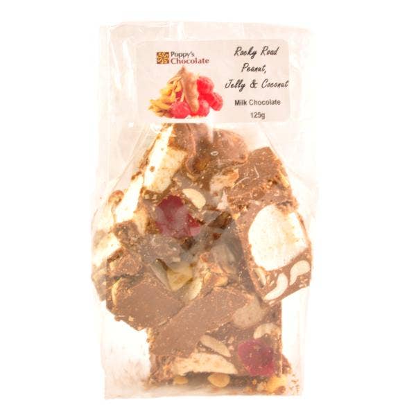 Poppy's Chocolate - Wholesale Chocolate bar - Rocky Road Peanut and Jellies milk chocolate 125g2