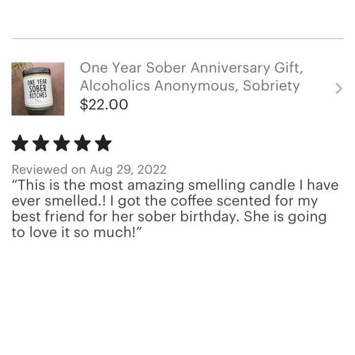 Huff Designs Candle Co – wholesale Burkljus – Ett års nykter jubileumsgåva, Anonyma Alkoholister6