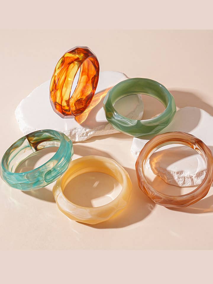 Vintage Striped Geometric Acrylic Bracelet DP25D619 for wholesale by Dipped Shop