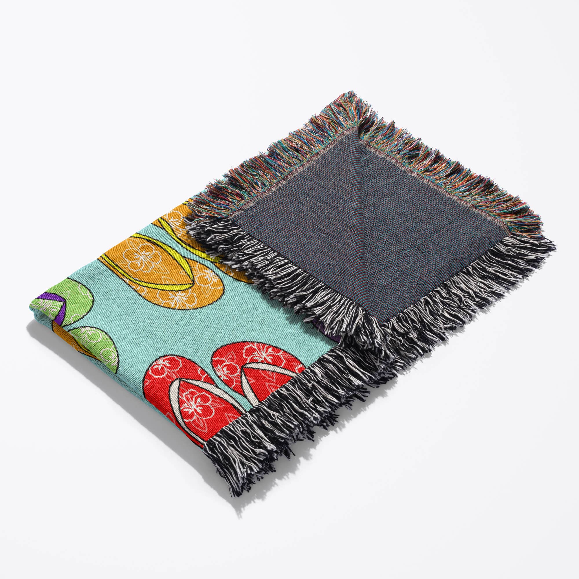 3dRose – Großhandel Überwurfdecke – 3dRose, Buntes Flip-Flop-Muster - Blauer Hintergrund, Decke3