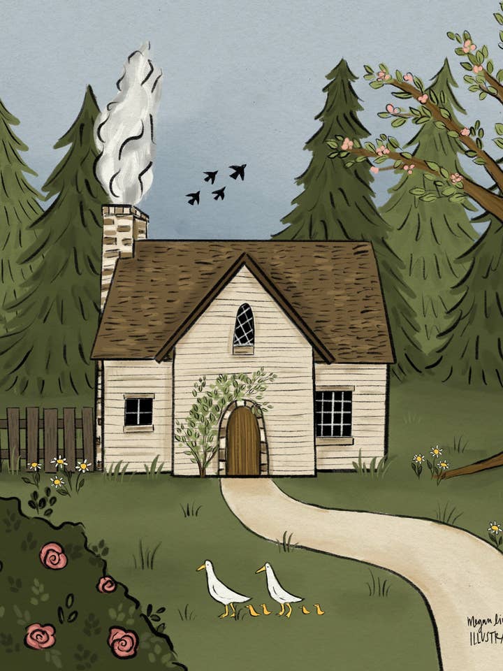 « Cottage de conte de fées » pour la vente par Megan Lindsey Illustration