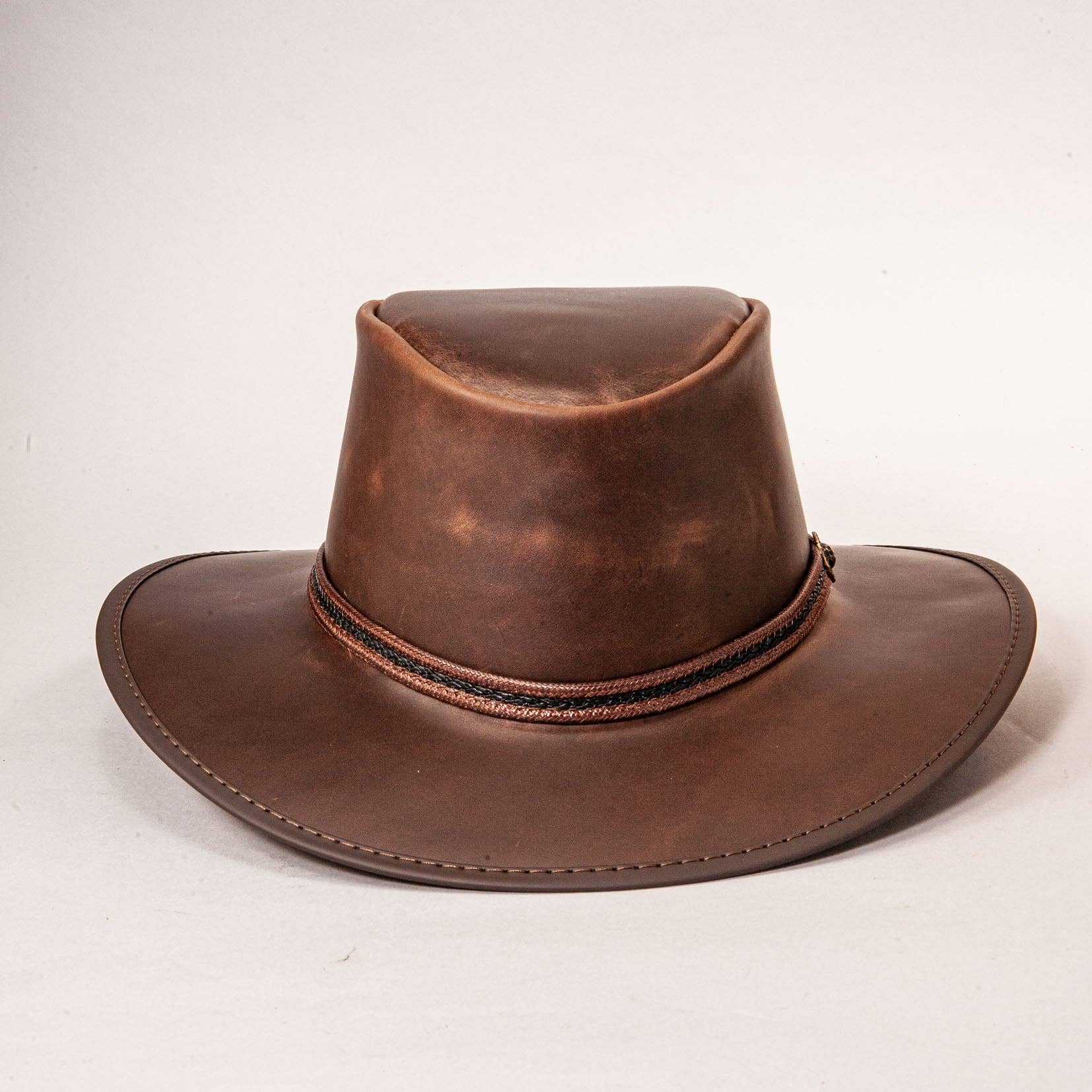 American Hat Makers - Wholesale Cowboy Hat - Unisex - Cowhide Leather Outback Hat - Style Midnight Rider6