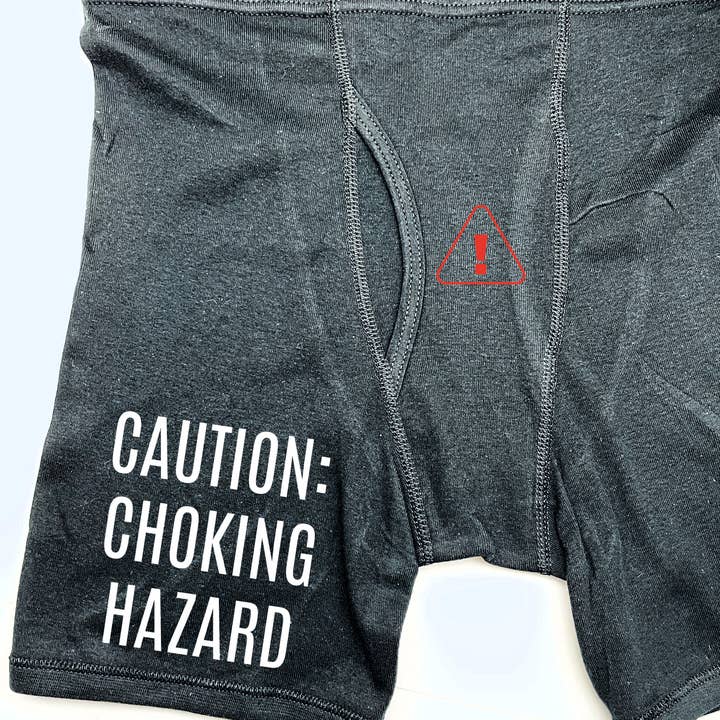 Caution: Choking Hazard Boxer Brief, Gifts For Him for wholesale by Dirty Grove by Hazel Grove Customs