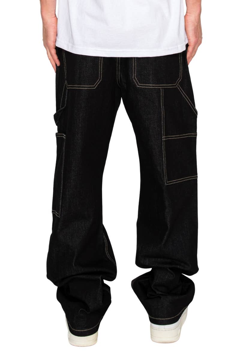 Black DL1570 Baggy Fit Raw Carpenter Denim Jeans (Open Pack) for wholesale on Faire5