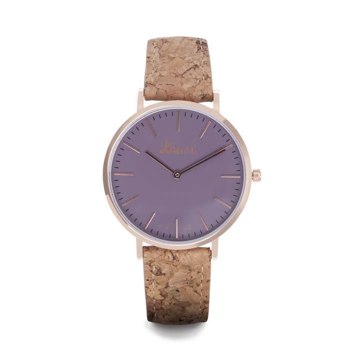 Napali Purple Cork Vegan Watch | Purple with leather strap for wholesale by Kauai watches
