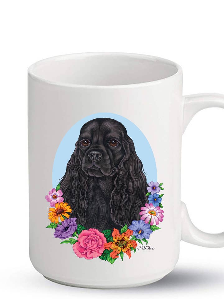 Cocker Spaniel Black - Keramische 15oz sublimatie koffiemok voor wholesale door Best of Breed Products
