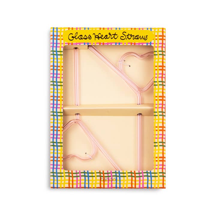 Ban.do - Wholesale Drinking Straw - Glass Straw Set, Hearts