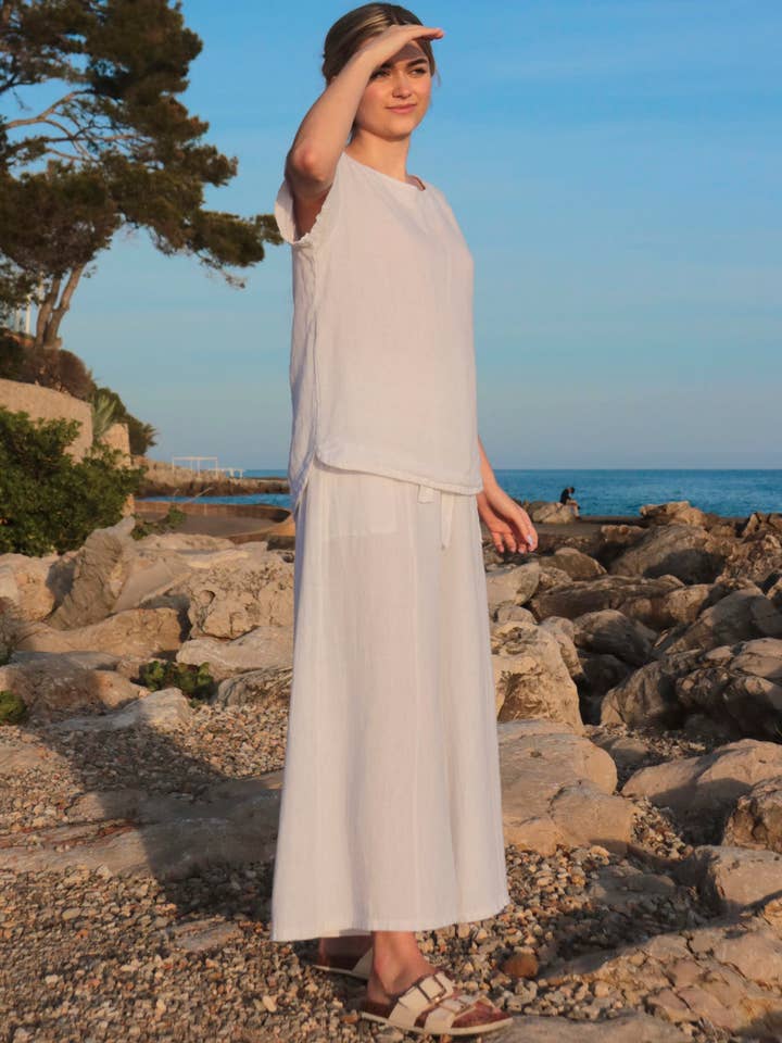 Cadenza Italy Ltd – wholesale Pants – Women's – Linen Flared Trousers with Tie Belt2