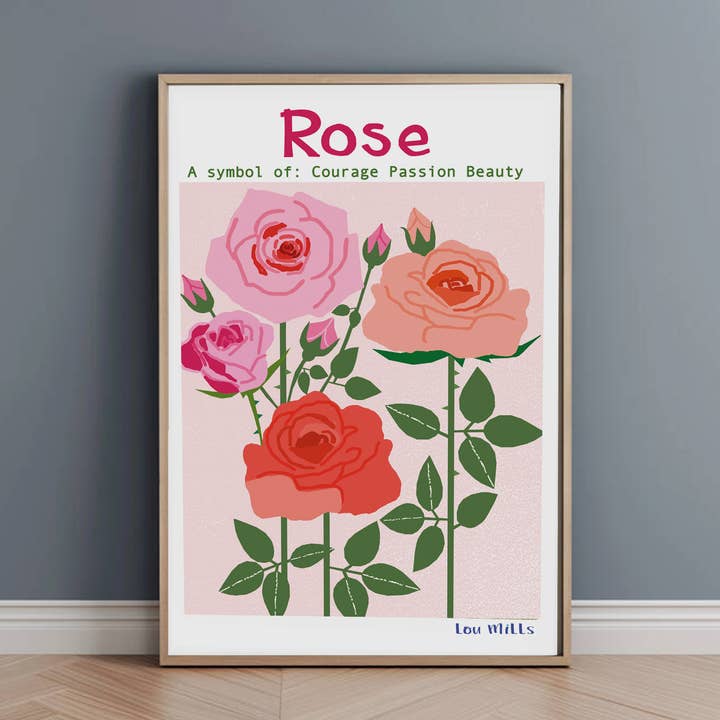 Print A4 - Rose - Positive Words for wholesale by Lou Mills