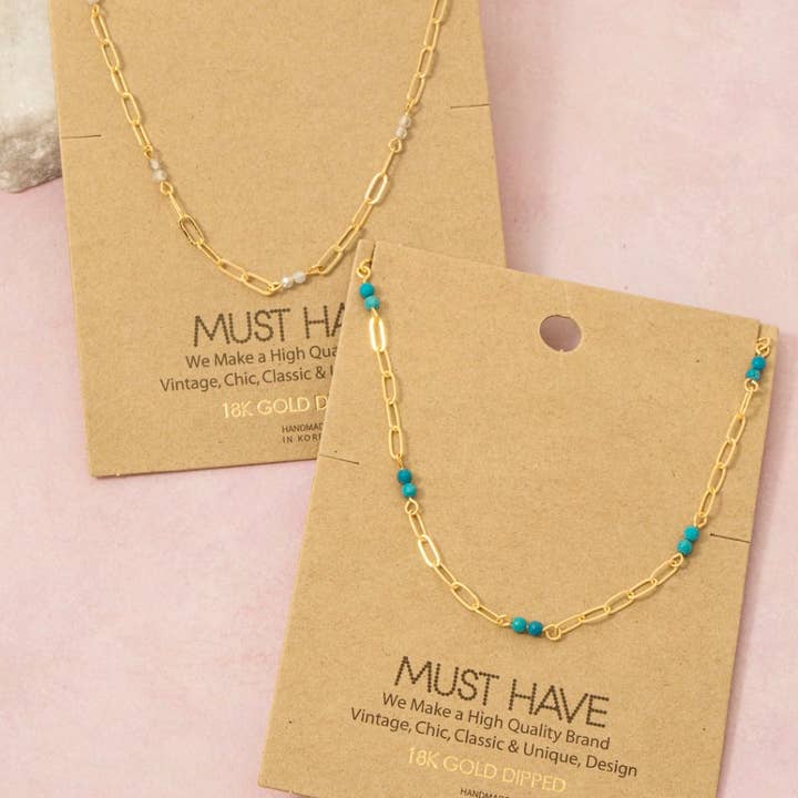 Dainty Chain Link Bead Station Ketting voor wholesale door Fame Accessories