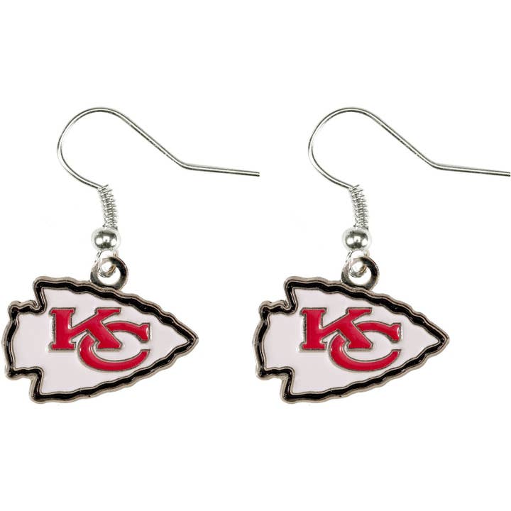 Boucles d'oreilles pendantes avec logo NFL Kansas City Chiefs pour la vente par Aminco USA