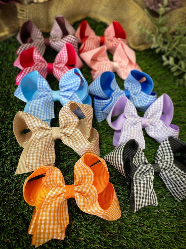 Gingham Hair Bow or Headband | Classic Boutique Accessory for wholesale by The Hair Bow Company