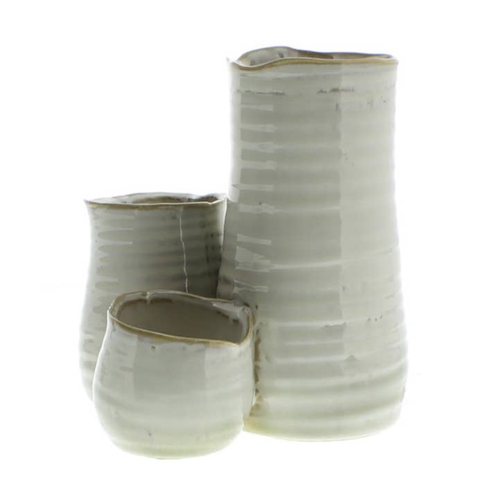 HomArt - Wholesale Vase - Bower Clustered Ceramic Vase - Tall Triple - Fancy White1
