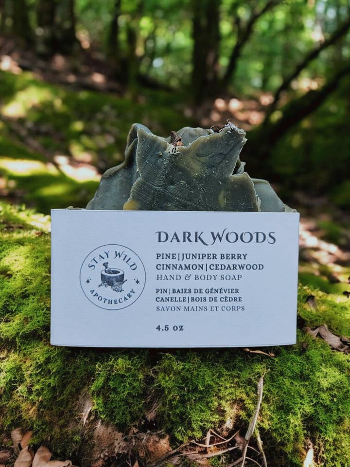 Dark Woods Soap Bar (pine, cedarwood, juniper, cinnamon) for wholesale by Stay Wild Apothecary
