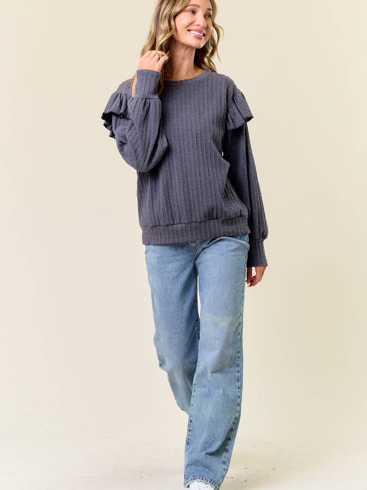 lovely melody - Wholesale Sweatshirt - Women's - LMT4162-Daisy Long Sleeve Top23