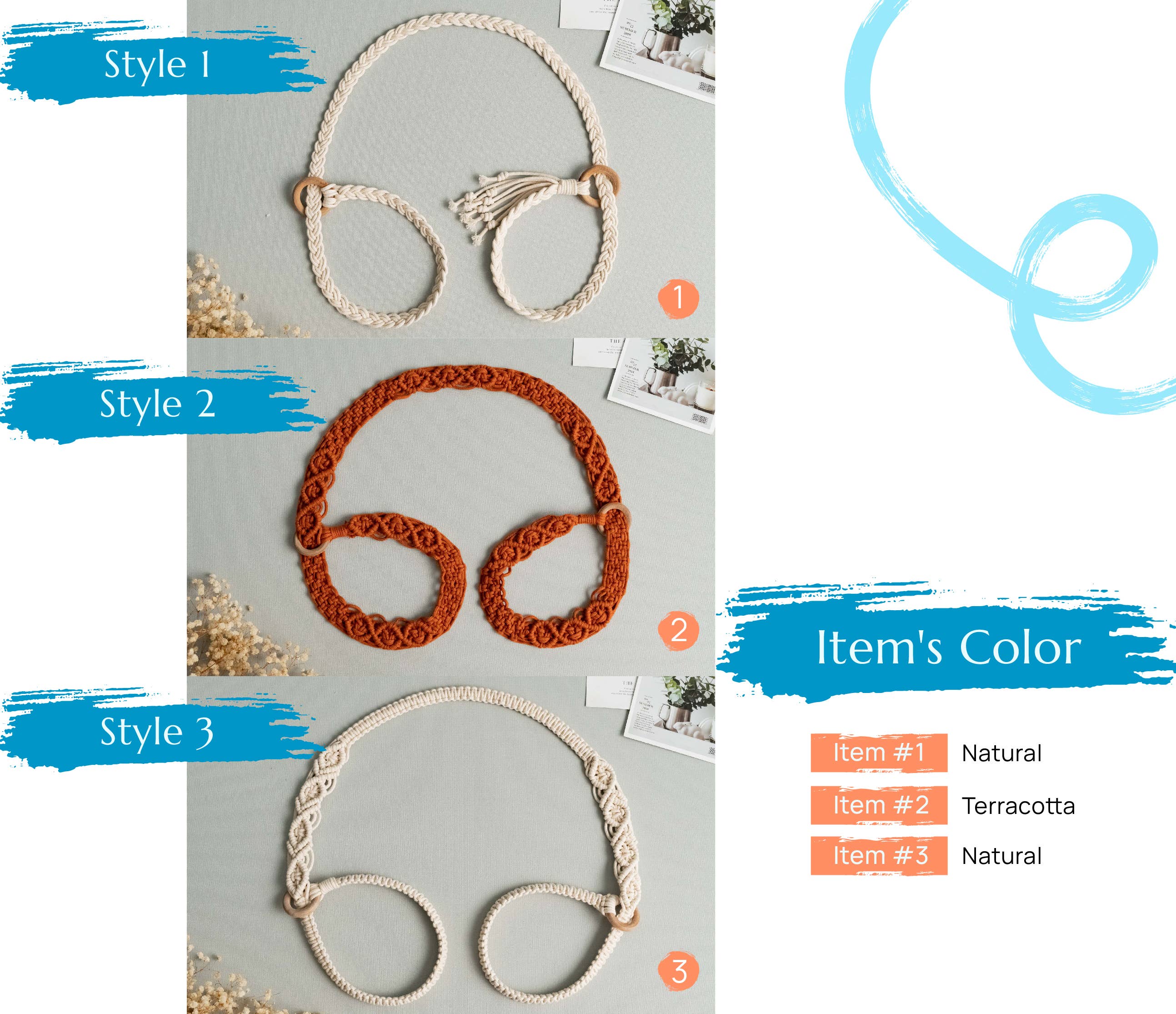 BeanDaikon - Venta al por mayor Correas/bandas de yoga - Correa para esterilla de yoga Macramé I833