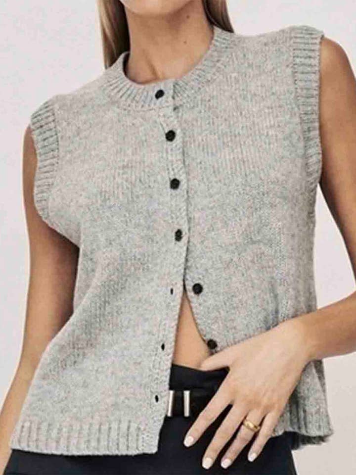 Chaleco sin mangas de punto con cierre de botones para mujer para venta al por mayor de Sweetkama