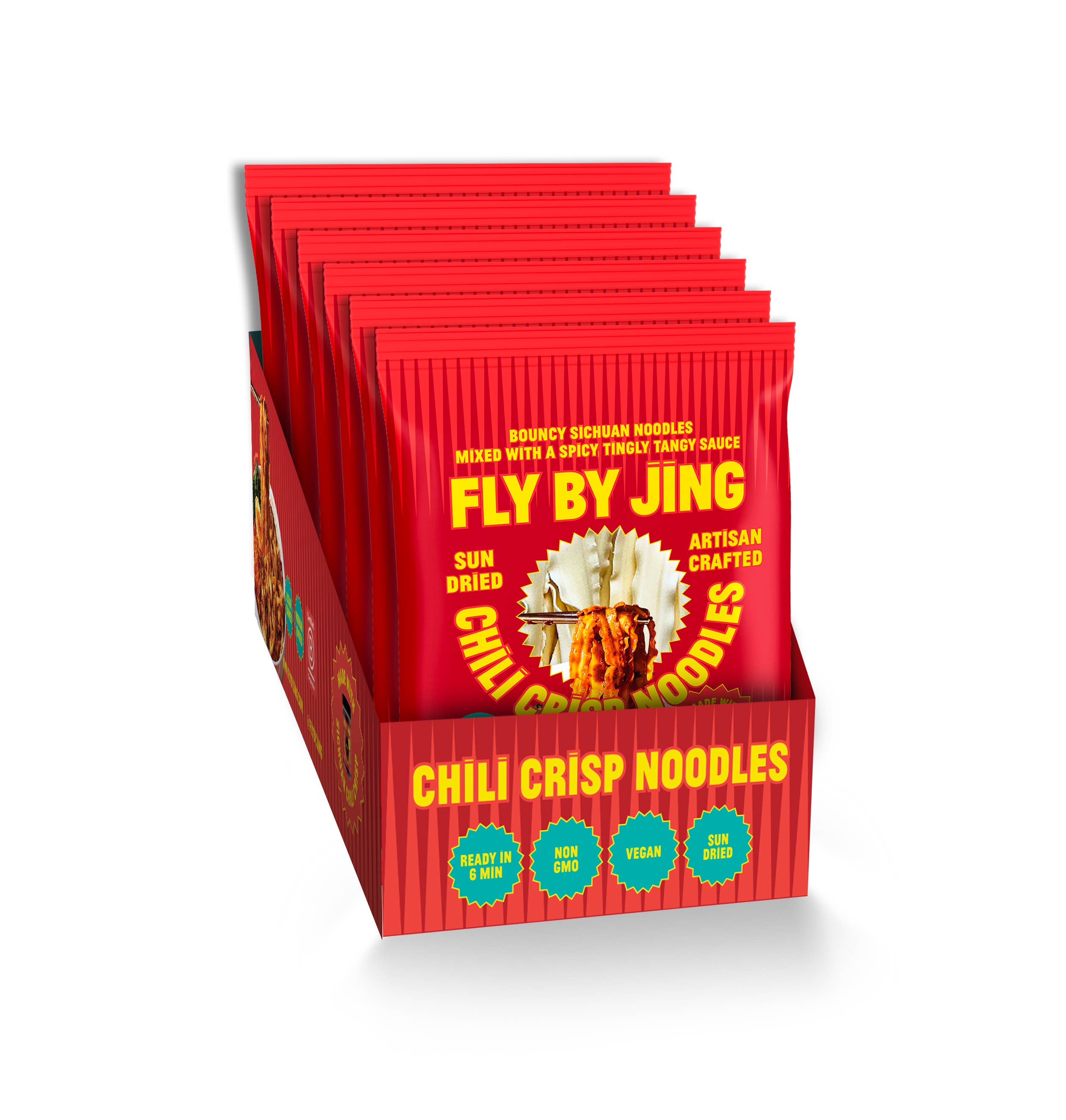 Fly By Jing - Vendita all'ingrosso Ramen - Noodles al Peperoncino Croccante (confezione da 6 in scatola pronta per l'esposizione)2