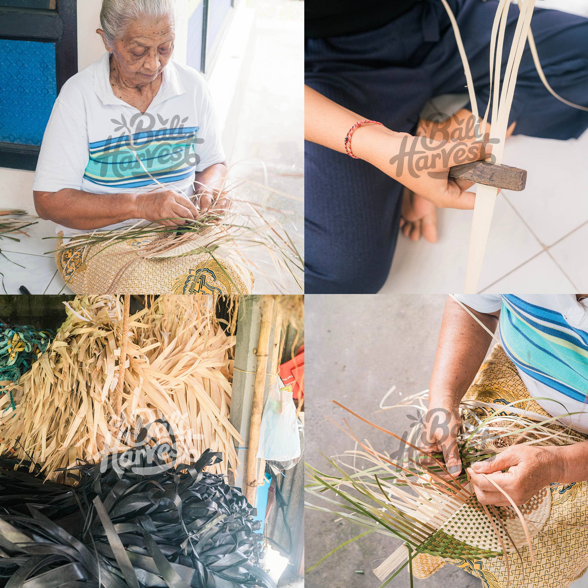 Bali Harvest – wholesale Handheld folding fan – Woven Straw Hand Fan (Natural Black) - Raffia Rattan Wicker1
