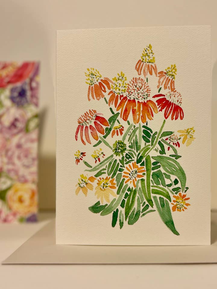 Cartão de saudação em aquarela Fall Coneflower (5x7") por atacado de Catherine Davis Studio